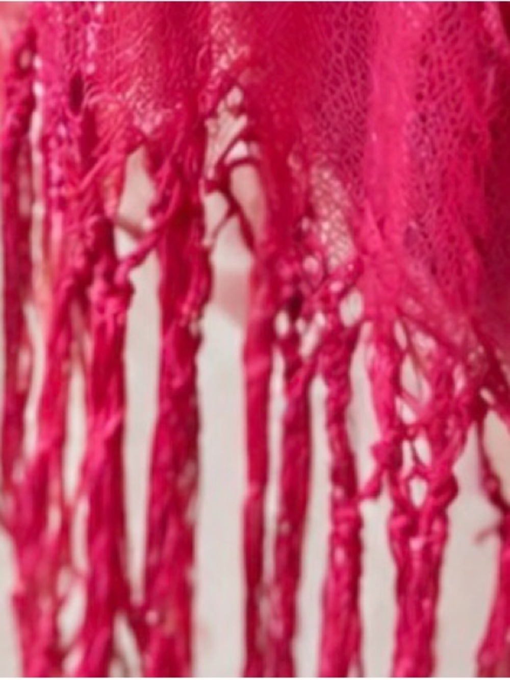 Hot Pink Sheer Lace Floral Embroidered Fringe Scarf Lightweight Boho Shawl - Picture 5 of 6